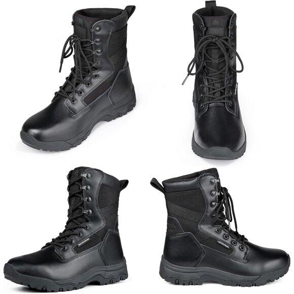 ⚡ Men\'s Dark Black Combat Suede Leather Lightweight Military Work Desert Boot main image 4